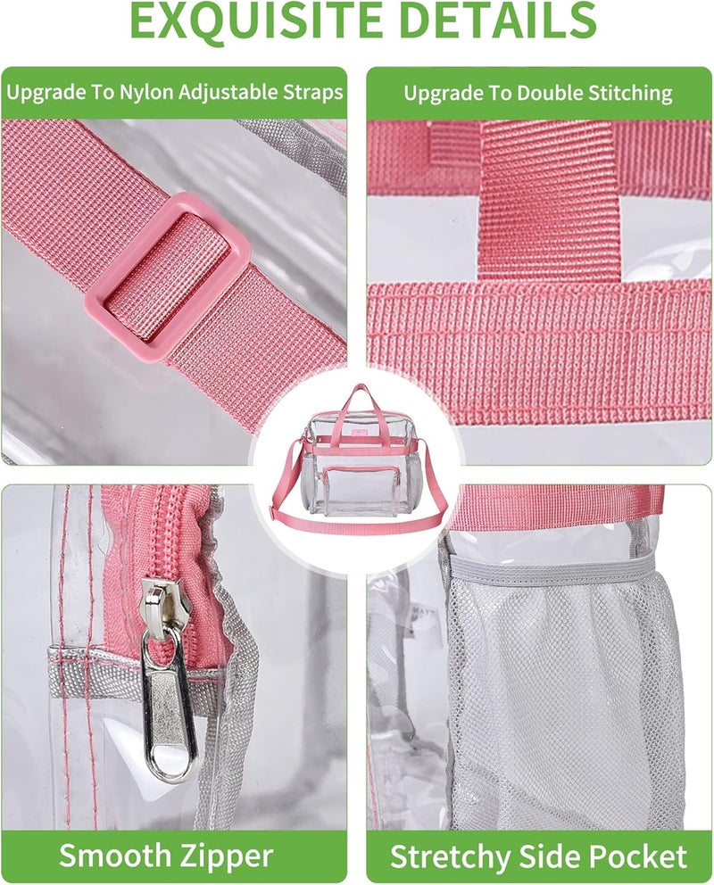 MAYTREE Clear Vinyl Tote Bag, Pink, 12 x 6 x 12 in - Image 3